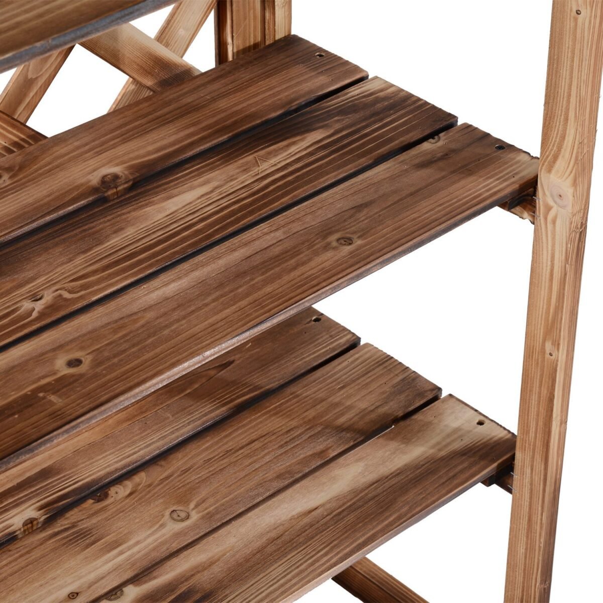 Trijų pakopų augalų lentyna iš kėnio medienos