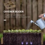 Masyvinės medienos trijų pakopų pakelta lysvė su 4 sodinimo skyriais