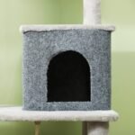 Katės draskyklės kompleksas 132 cm aukščio su priežiūros šepečiu