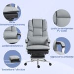 Ergonomiška biuro kėdė su atlošimo funkcija ir ištraukiama kojų atrama