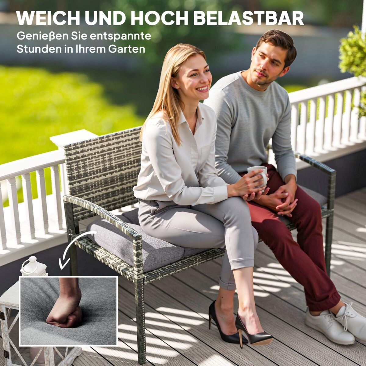 Lauko suoliuko pagalvėlė, atspari vandeniui ir UV spinduliams, 105x46 cm, 12,5 cm storio, su tvirtinimo dirželiais