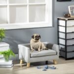 Šunų ir kačių sofa-lova su beržo medienos kojelėmis mažiems gyvūnams iki 8 kg