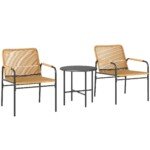 3 dalių PE ratano bistro komplektas su 2 kėdėmis ir stalu