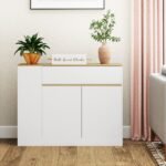 Komoda su stalčiumi, uždara spintele, 3 atvirais skyriais ir reguliuojamo aukščio lentyna