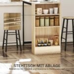 3 dalių baro stalo komplektas su integruota lentyna ir kojų atramomis