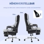Ergonomiška biuro kėdė su atlošimo funkcija ir ištraukiama kojų atrama