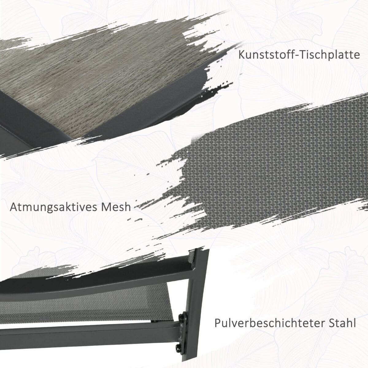 Lauko baldų komplektas: stalas ir 4 sukraunamos kėdės