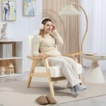 Aksominė fotelė su putų užpildu ir kaučiukmedžio rėmu