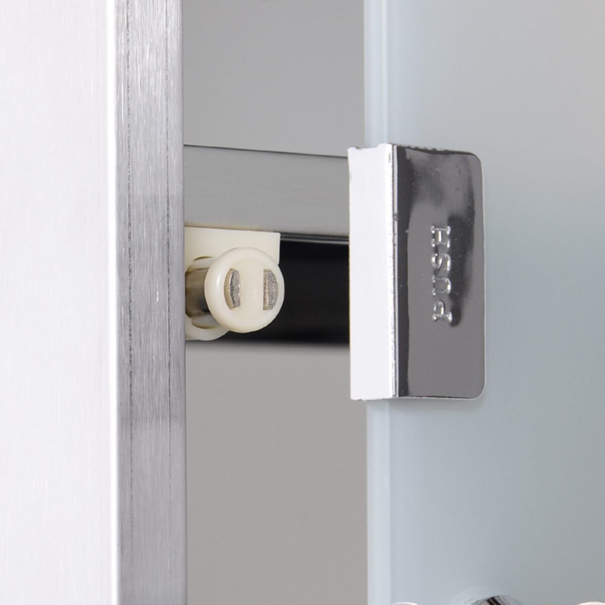 Rakinama nerūdijančio plieno vaistų spintelė su stiklinėmis durimis