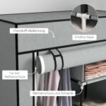 Nešiojama audininė drabužių spinta su užsegamu uždangalu, kabykla ir 2 stalčiais