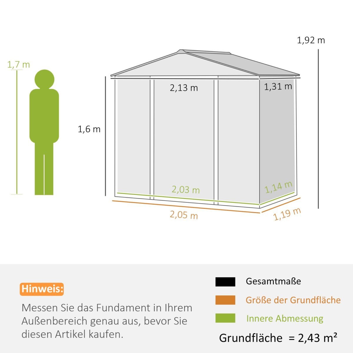 Sodo įrankių namelis su dvišlaičiu stogu ir rakinamomis stumdomomis durimis 2,43 m²