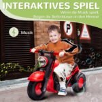 Vaikiškas važiuojamasis motociklas su muzika ir muilo burbulais
