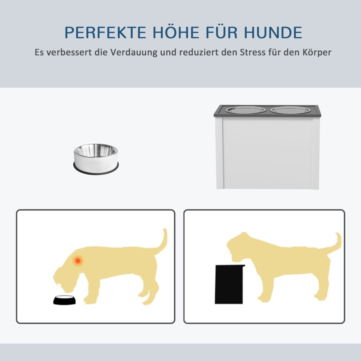 Pakelta šėrimo stotelė dideliems šunims su daiktadėže