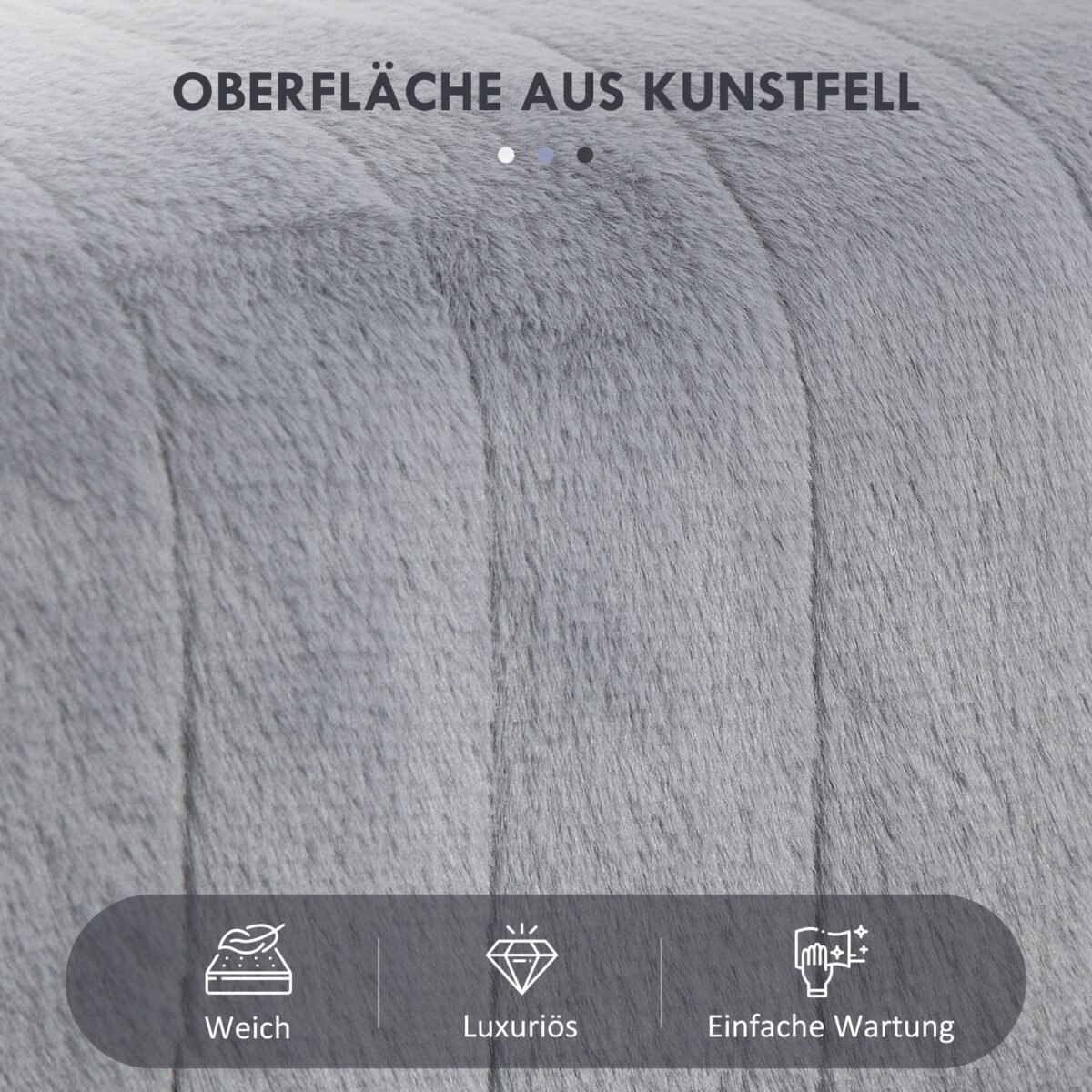 Dygsniuotas minkštas suoliukas apmuštas dirbtiniu kailiu