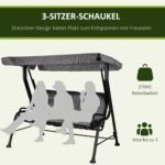 3 vietų sodo supynės su reguliuojamu stogeliu