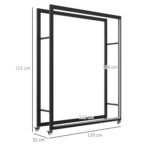 Mobilus stovas malkoms su ratukais, metalinis, 120 x 32 x 151 cm