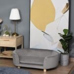 Naminių gyvūnėlių sofa su olandišku aksomu ir beržinėmis kojomis