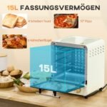 15 l talpos mini orkaitė su reguliuojamo aukščio kepimo skarda ir grotelėmis