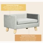 Šunų ir kačių sofa-lova su beržo medienos kojelėmis mažiems gyvūnams iki 8 kg