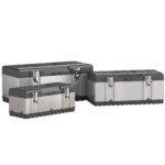 Tvirtas 3 dalių įrankių dėžių rinkinys iš nerūdijančio plieno ir plastiko