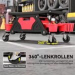 Dirbtuvių kėdė su ratukais ir įrankių skyriais