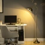 Vintažinio dizaino pastatomas šviestuvas su reguliuojamu kampu