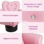 Širdelės formos vaikiškas fotelis su kristalinėmis detalėmis
