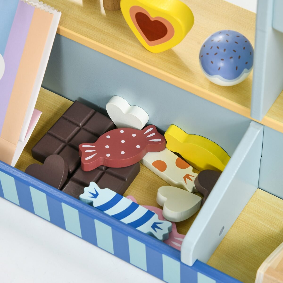 Vaikų medinė žaidimų ledainė su gausiais priedais