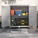 Daugiafunkcė sodo spintelė su cinkuoto plieno darbastaliu