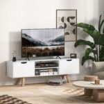 TV spintelė iki 65 colių televizoriams su stalčiais ir atviromis lentynomis