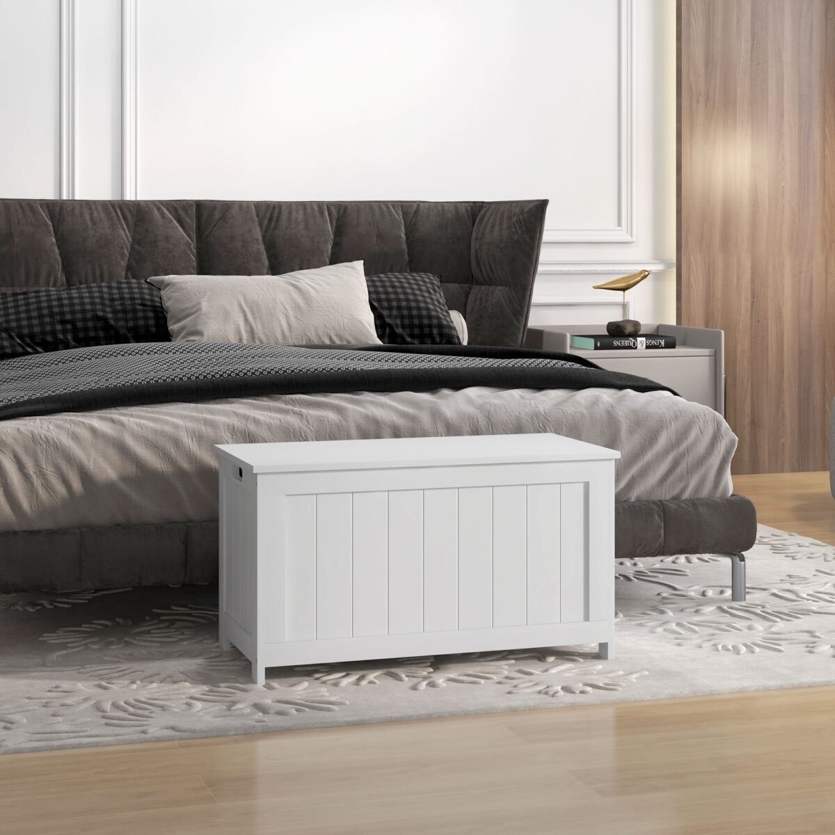 MDF daiktadėžė su saugiu dangčiu ir dviem rankenomis