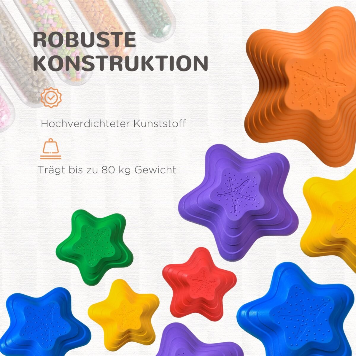 6 vaikiški balansavimo akmenys, neslystantys ir sudedami