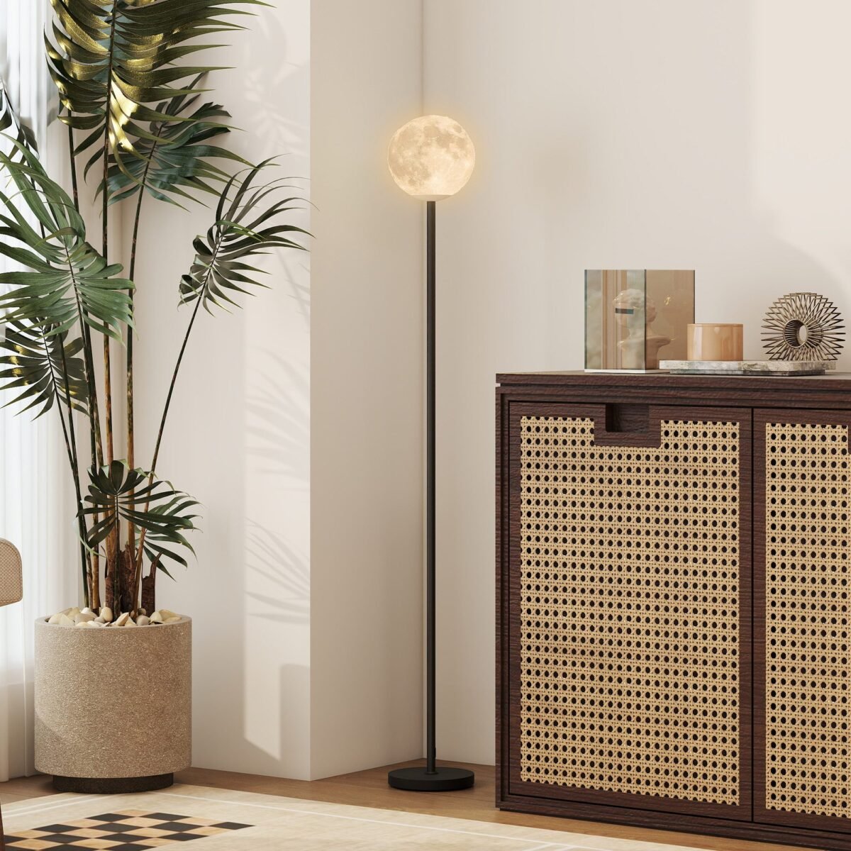 Pastatomas šviestuvas su 3D mėnulio gaubtu ir 3 šviesos spalvomis