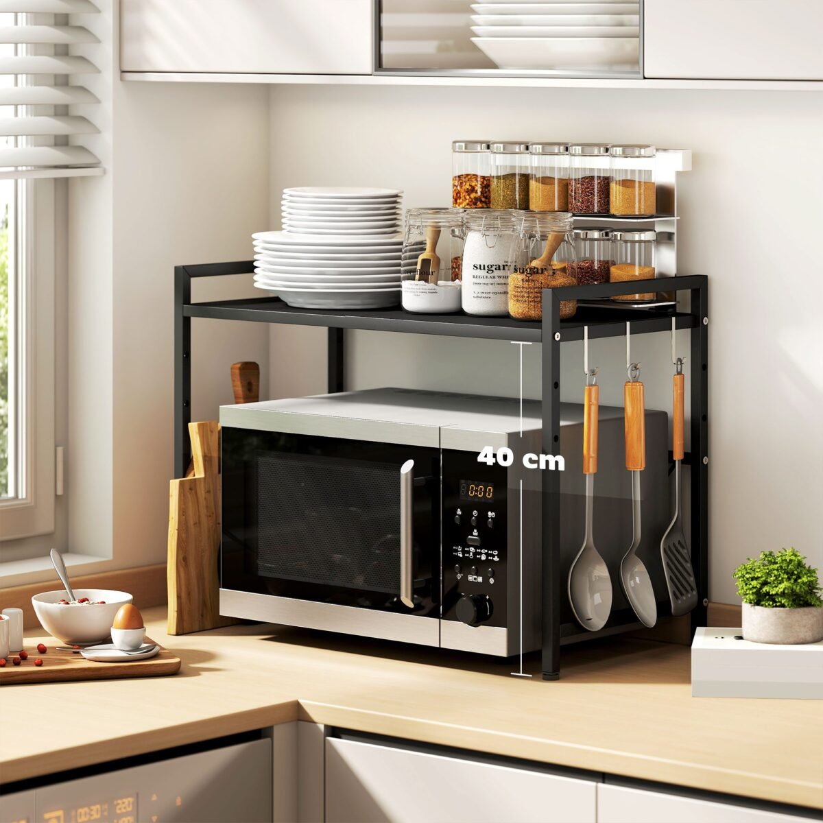 Ištraukiamas mikrobangų krosnelės stovas su 40 cm aukščio tarpu