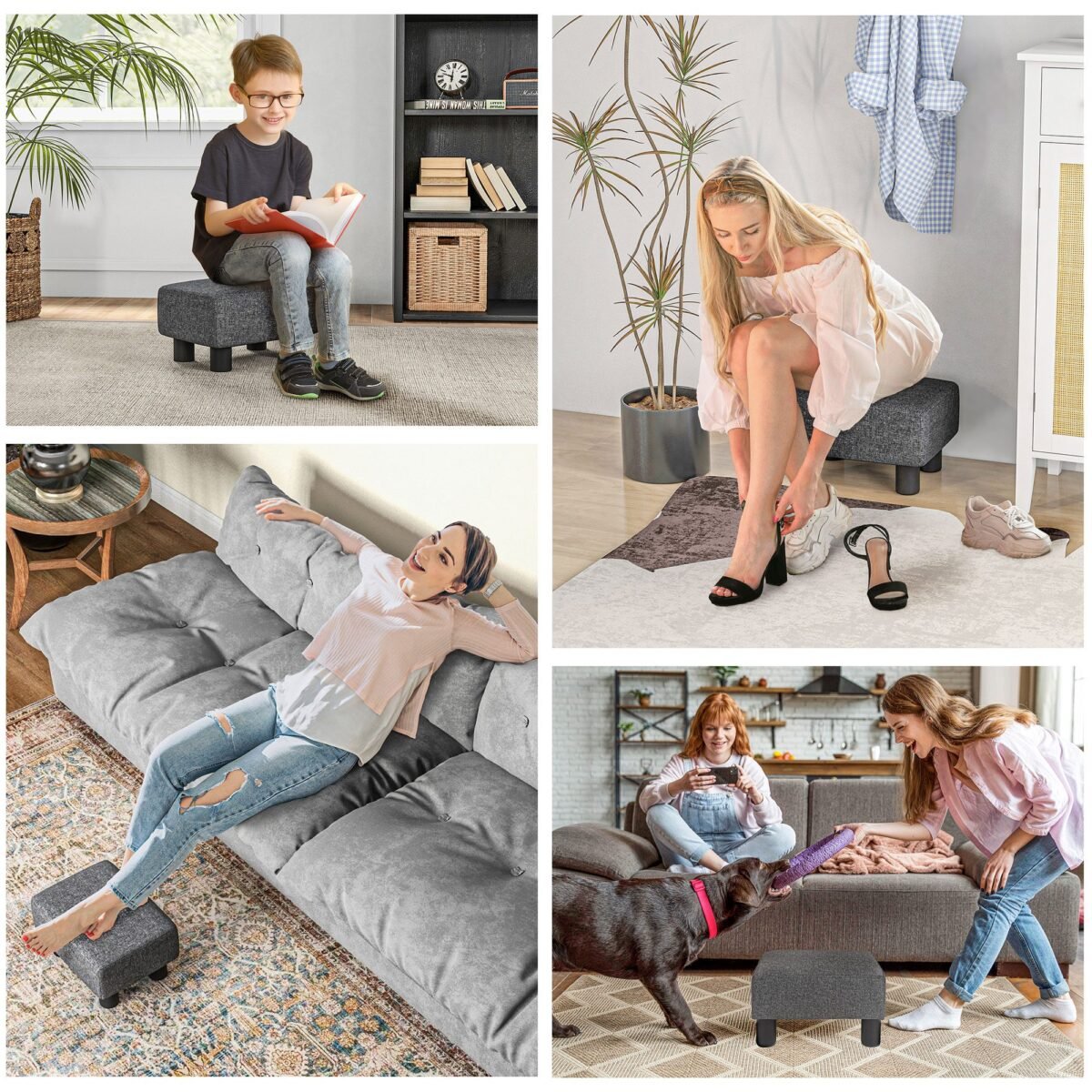 Daugiafunkcis pufas su liną imituojančiu audiniu