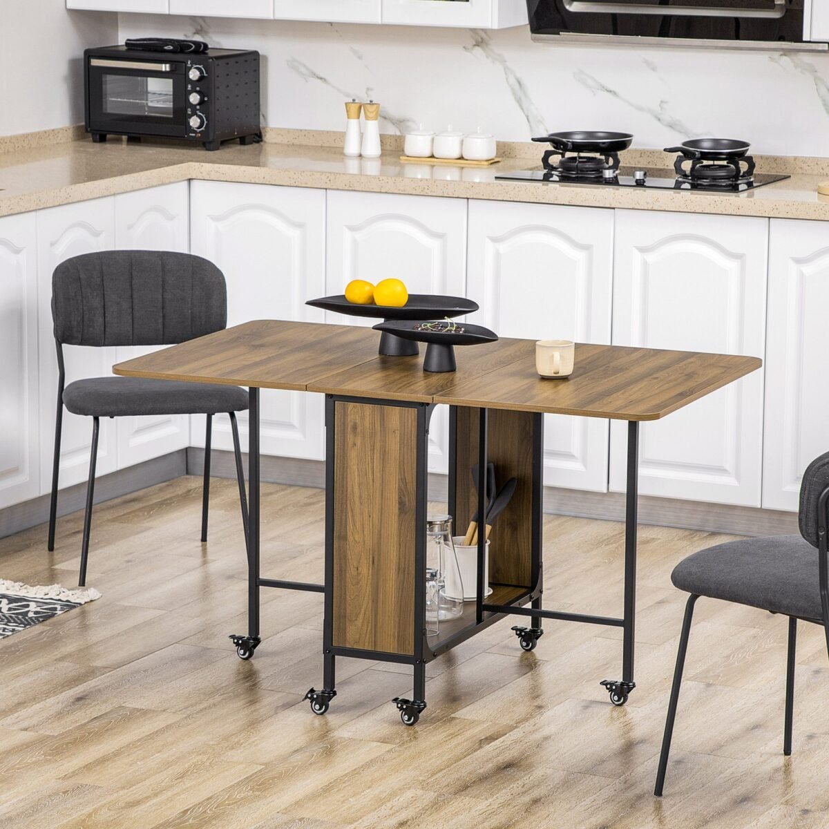 Mobilus sulankstomas valgomojo stalas su daiktadėže