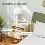 2 dalių sieninių naktinių staliukų rinkinys su stalčiumi ir atvira lentyna