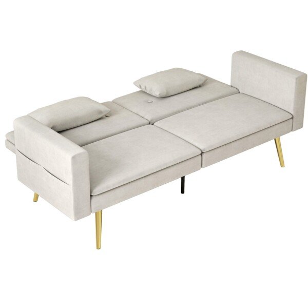 Dvivietė sofa-lova su reguliuojama nugaros atrama ir velvetiniais apmušalais