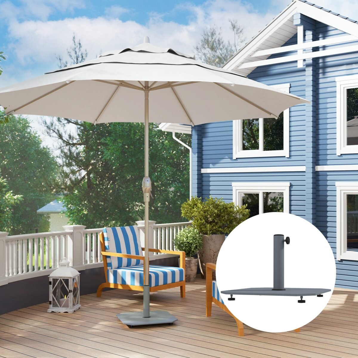 Kvadratinis metalinis skėčio stovas su reguliuojamu laikikliu 18,5 kg