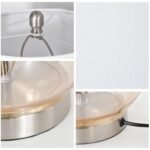 Dviejų dalių stalo šviestuvų komplektas su lininiais gaubtais ir stiklo elementais