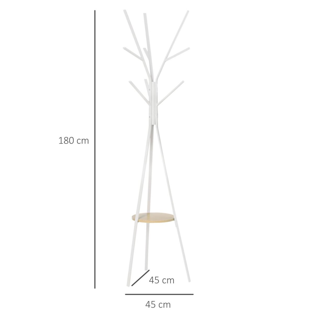 Moderni drabužių kabykla su lentyna ir 8 kabliukais
