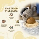 Interaktyvus kačių žaislas iš pušies medienos su draskykle ir kamuoliukų takeliu