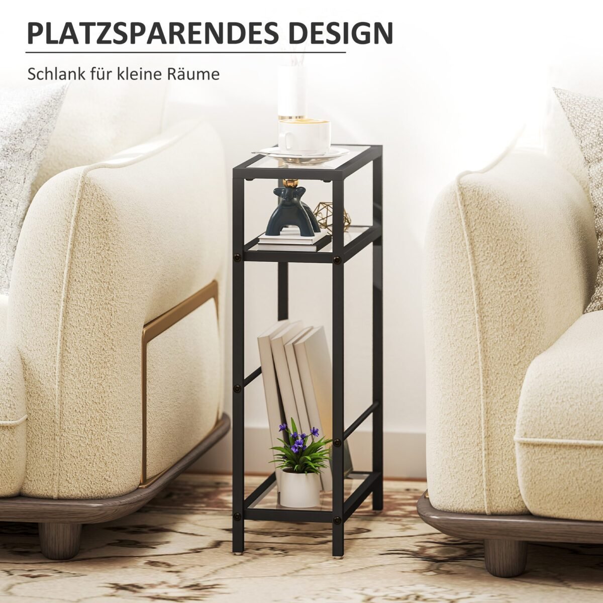 Siauras regalas su trimis stiklinėmis lentynomis