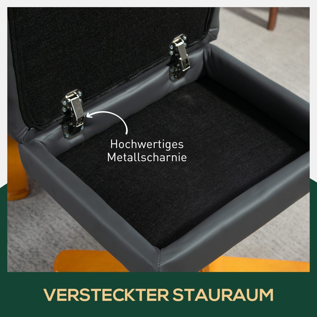 145° atlošiamas ir 360° sukamas dirbtinės odos relaksacinis krėslas su pufu-daiktadėže