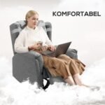 Relaksacinis krėslas su atlošiamu atlošu ir išskleidžiamu pakoju