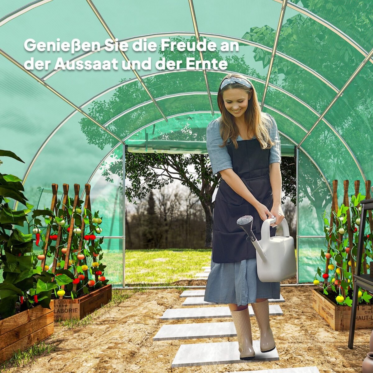 Praeinamas tunelinis šiltnamis su 170 g/m² danga ir sustiprintu plieniniu rėmu