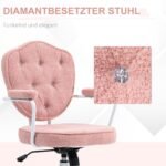 Reguliuojamo aukščio biuro kėdė su sagų dekoruotu pliušiniu apmušalu
