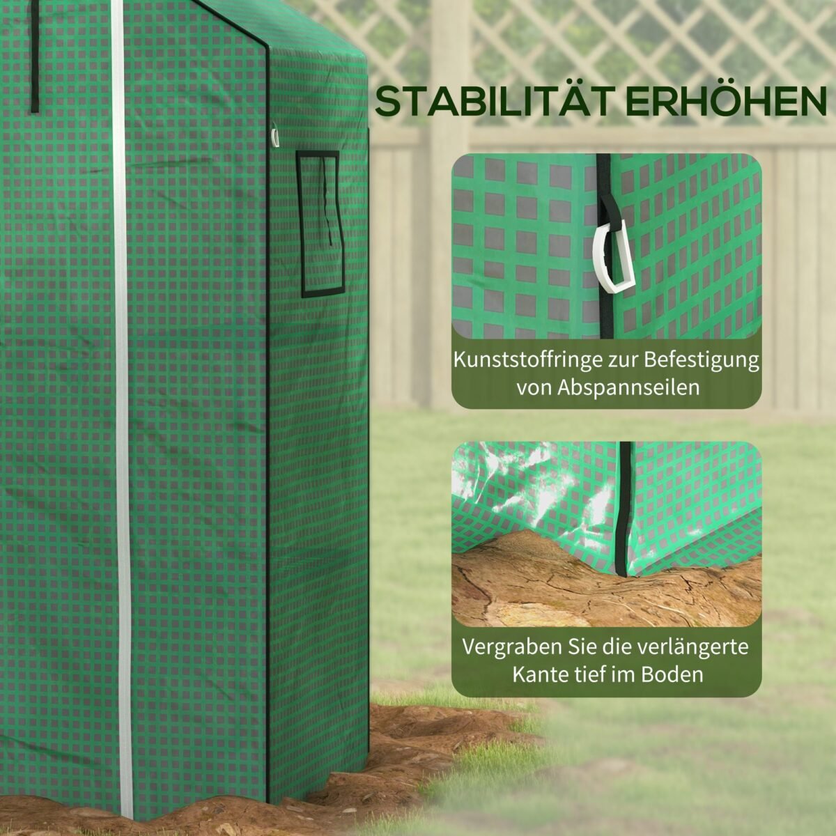 Pakaitinė šiltnamio plėvelė su UV apsauga, ruloninėmis durimis ir šoniniais langais 140 x 73 x 190 cm