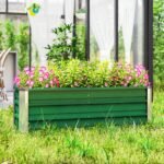 Plieninė pakelta lysvė su dviem atskirais sodinimo skyriais ir atviru dugnu