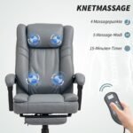 Biuro kėdė su masažo funkcija, atlošiama nugaros atrama ir kojų atrama